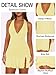 MIYIEONZ Women Sexy Halter Deep V Neck Ruched Bodycon Dress Summer Side Slit Mesh Hem Cocktail Club Party Going Out Large Yellow Short Mini Dresses