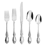 Oneida Louisiana 45 Piece Fine Flatware Set 18/10 Stainless Steel, Service for 8, Silver