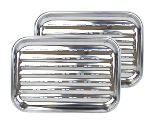 Gardenko Robuste Grillschale Edelstahl Schale für Grill, Grillplatte Gasgrill Zubehör – Grillkorb Edelstahl - 35x24cm, Set von 2 Stück