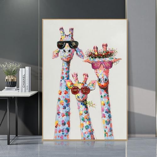 Toile art moderne girafe : impression haute définition sur châssis bois 65x130 cm - 2