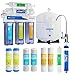 Max Water 5 Stage 50 GPD Reverse Osmosis Water Filtration System + Faucet + NSF Certified Tank + 4 Extra Replacement Filter Cartridges – Clear Housing – Wall Mount/Under Sink RO System