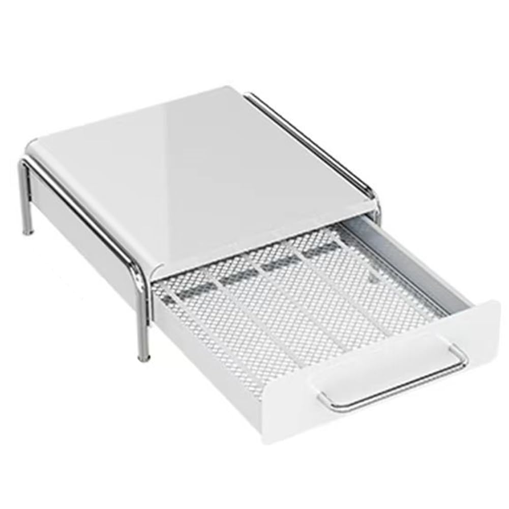 Hndhbfgrt Elegant Metal for Capsules, Coffee Pod Holder-Countertop Organizer with Drawer for Tea Bags& More-Kitchen Storage Solution White