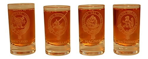 Collins Glencairn Clan Crest Crystal Dram Tot Glass - MacLeod MacMillan MacNeil MacPherson Collins Glencairn Clan Crest Crystal Dram Tot Glass - MacLeod MacMillan MacNeil MacPherson