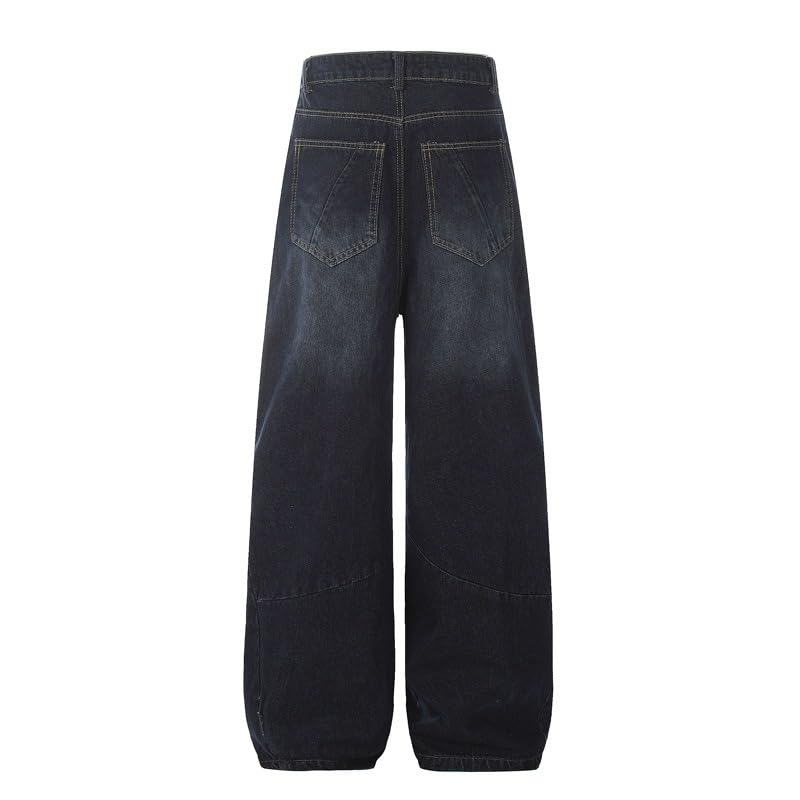 Men's Jeans American Retro Patchwork Loose Daily Casual Pants4