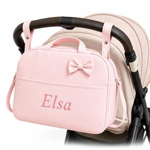 mibebestore Bolso Carro Bebe Personalizado con Nombre Bordado Bolsa para Silla Paseo de Polipiel Impermeable 40x27x20 cm Organizador de Carrito Hecho a Mano en España Regalo Nacimiento Recién Nacido