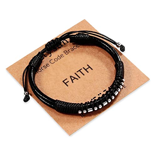Inspirational Gifts for Men Morse Code Bracelets Mens Bracelets Graduation Gifts for Him Fathers Day Adjustable Leather Bracelet Motivational Birthday Annivesary Jewelry Stocking Stuffers for Men
