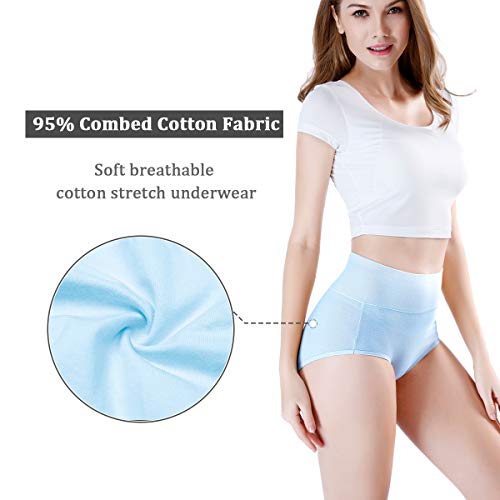 Image of wirarpa Women's Cotton Underwear High Waist Full Coverage Brief Panty Multipack