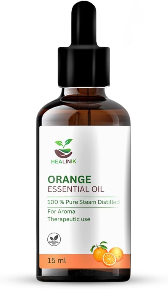 HEALINIK Sweet Orange Essential Oil for Diffuser - 100% Natural Sweet Orange Essential Oils for Skincare - Sweet Orange Oil Essential Oil for Diffuser & DIY - 15ML