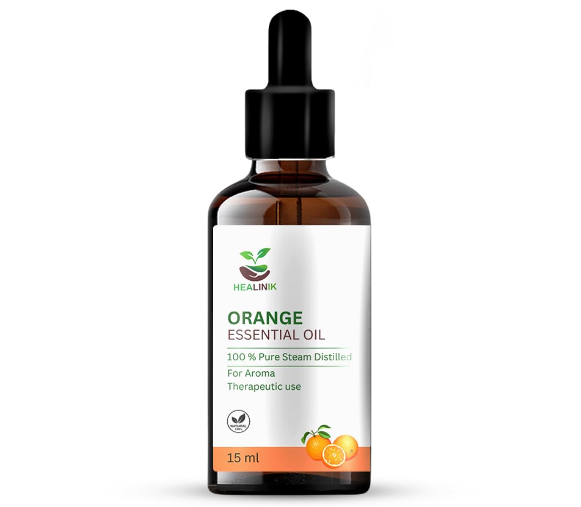 HEALINIK Sweet Orange Essential Oil for Diffuser - 100% Natural Sweet Orange Essential Oils for Skincare - Sweet Orange Oil Essential Oil for Diffuser & DIY - 15ML