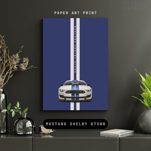 Image of Live Mad Live Crazy Mustang Shelby GT500 Portrait Single Wall Paper Poster, A3 Size, 16.5L X 11.7W Inches Unframed Art Prints - Home, Bedroom, Living Room & Decor - Aesthetic, Matt Finish, Frame Not Included