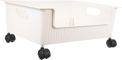 HOLIDYOYO Storage Box with Pulleys Storage Bins for Toys Bedroom Storage Bins for Kids Utility Rolling Student Bookcase with Wheels Book Case for