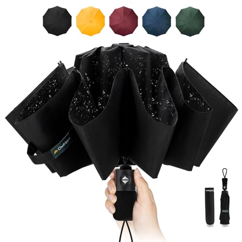 Parapluie Automatique Compact Et Coupe-vent - 102 Cm De Diamètre - 8 Baleines Aluminium/fibre De Verre - Plié 32 Cm - Design Chat Noir Mignon