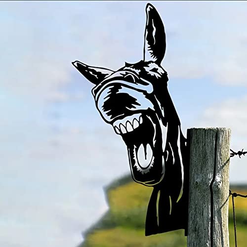 CCWORAN Metal Donkey Garden cerca decoração de casa ao ar livre Donkey Animal Garden escultura decorativa silhueta árvore pátio parede presente de arte Donkey A