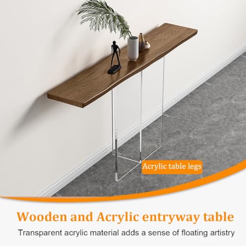Mesa consola de madera maciza premium de diseño moderno y compacto para pasillos elegantes 8
