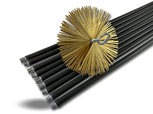 Kit de ramonage classique conduits non gainés | Hérisson acier plat | Ø 200 mm | 9 * 1,4 m | 9 cannes noires Ø 17mm creuses | Cheminées | Kibros 4KIT20ALO