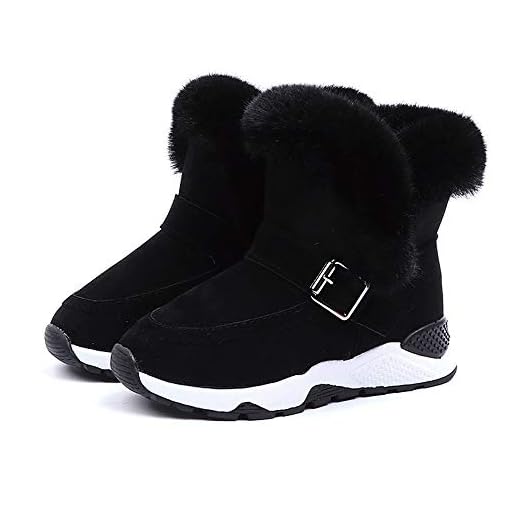 Botas Medias Unisex de Niñas Niños Botas de Nieve Botas Niña Zapatos de Bebé Invierno de Algodón Botines Niña Acogedor Botines Infantiles Suela de Goma Estilo Simple (34, Negro)