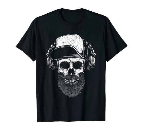 Funny Vintage Hipster Bearded Skull. Barber Gift Maglietta