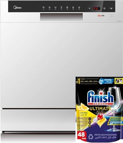 Midea Portable dishwasher with Finish Powerball Ultimate All in One Dishwasher Tablets, Lemon Sparkle, 48 Tabs