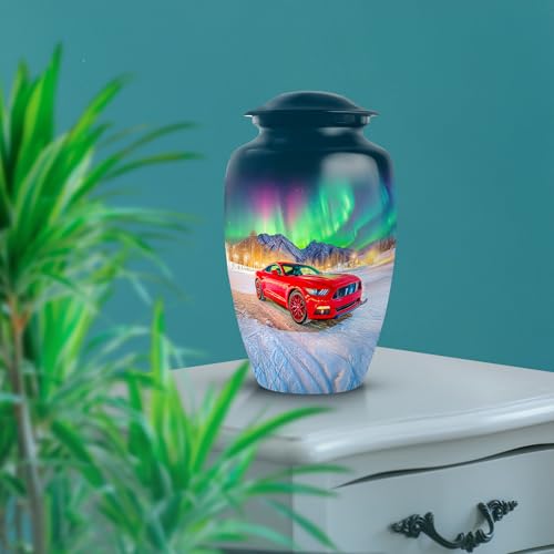 Image of Car Urn - Unique Urn for Human Ashes - Combo 3 - Large with 3 Inch Pack of 4 - Funeral for Adult - Tiny Urns for Adult Human - Decorative Urns for Mom & Dad