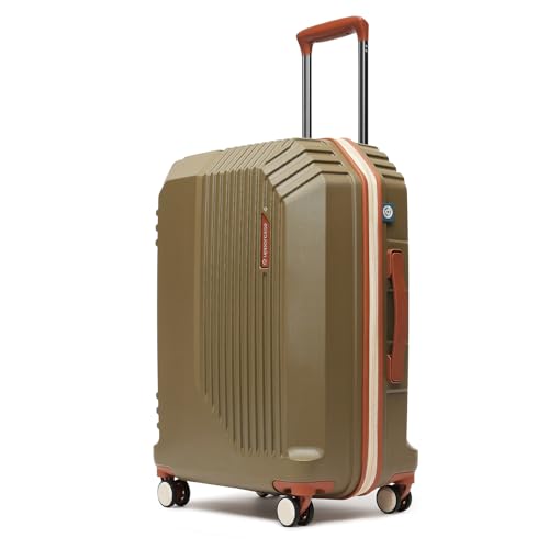 Image of uppercase Vector (Medium) 65cm, Check-in Sustainable Trolley Bag, Hardsided Anti-Scratch 8 Wheel Double Spinner Luggage, TSA Lock & Anti-Theft Zippers, Suitcase for Unisex, 2000 Days Warranty (Brown)