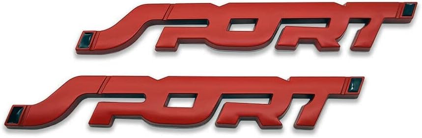 YOMITH Sport Sticker, Auto Decoration Accessories 3D Premium Side Fender Rear Trunk Emblem Logo, Badge Decals Compatible for All Car, Bike & Moped (Red, Pack of 2)