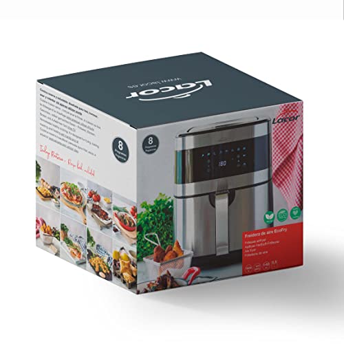 Lacor - 69511 - Ecofry Ölfreie Fritteuse, Heißluftfritteuse mit TotalCook-Technologie, Heißluftfritteuse mit exklusivem Rezeptbuch in 3 Sprachen, Touchscreen, 8 Programme, 1500 W, Kapazität 5.5L – Bild 8
