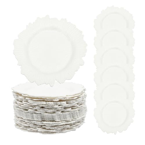 Platos cargadores de plástico blancos 24 piezas 32 cm miniatura 1