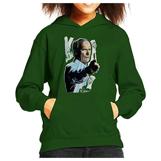 VINTRO Clint Eastwood Gran Torino sweatshirt med huva för barn original porträtt av Sidney Maurer professionellt tryckt