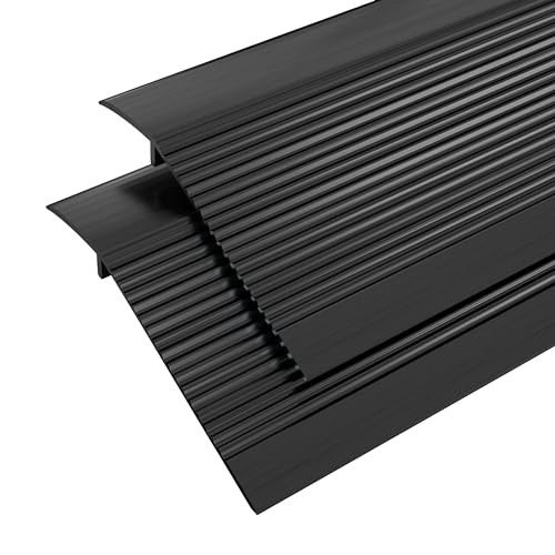 Aluminum Floor Transition Threshold Strip, 2pcs Set Doorway Edge Trim Suitable for Threshold Height Less Than 1.6 InchThreshold Ramps for Doorways, Wheelchairs, Door/Tile/Threshold Reducer (Black) by Heainaiyoo - Used condition - CA$31.71