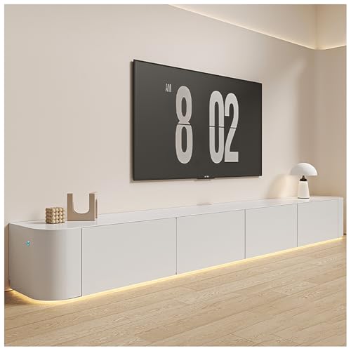Banc TV flottant en bois pour une ambiance cinéma maison épurée