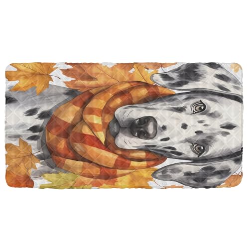 Portable Toddler Bed Sheet for Kids Cute Dalmatian with Scarf Maple Leaf Travel Bed Fitted Sheet