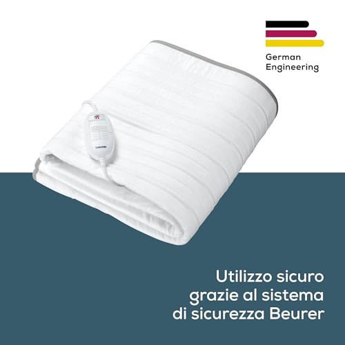 Beurer Ts 17 Coprimaterasso Termico, Scaldaletto In Morbido Pile, Antiscivolo Con Fissaggio A Elastico, 3 Livelli Di Calore, 150 X 80 Cm, Interruttore Rimovibile, Lavabile In Lavatrice A 30 °C - 3