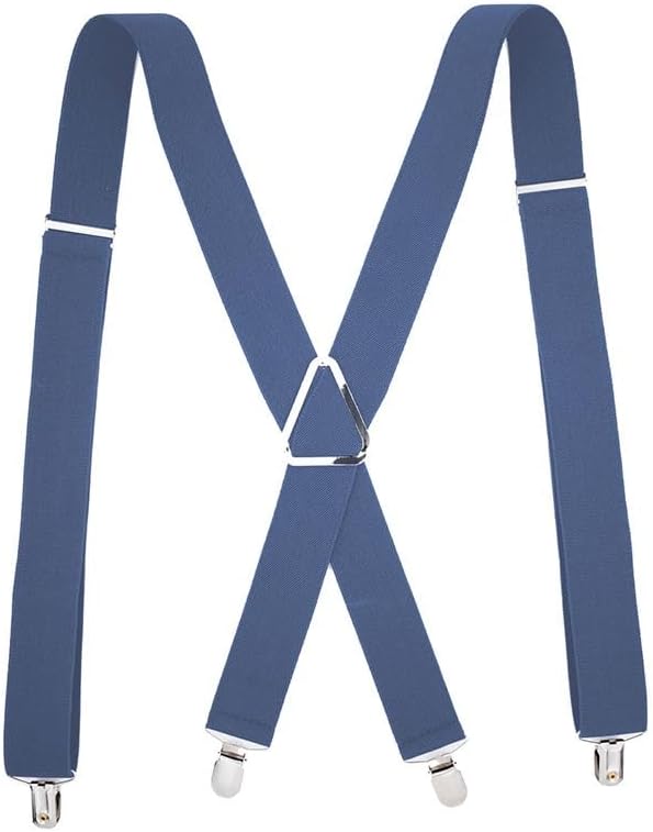 Suspenders 4 Clips Type X Men's Shoulder Strap Monochrome Polyester Filament