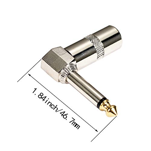 Hsp-Hswiti Audio 1/4" 90 Degree Right Angle Plug, 6.35Mm Heavy Duty Ts Mono Male Solder Jack Connector For Speaker/Guitar/Microphone Cables - 5Pack #TOP1