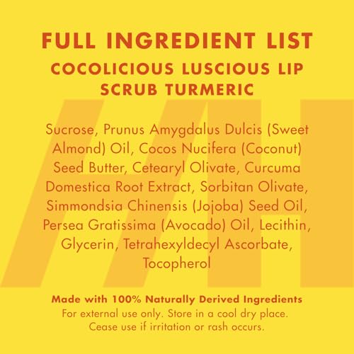 Handmade Heroes Turmeric Lip Scrub with Vitamin C – 100% Natural Vegan Exfoliant To Smooth Dark Dry Chapped & Smokers Lips – Deep Conditioning Sugar Polish Exfoliator Scrubber 1oz