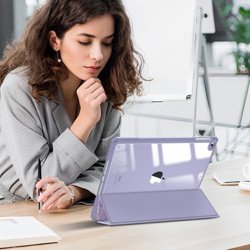FINTIE Hybrid Case for iPad 6th/5th Gen (2018-2017) and iPad Air 2/Air 1 (2014-2013) - 9.7 Inch Shockproof Hard Shell Clear Cover with Pencil Holder, Lilac Marble - Image 4
