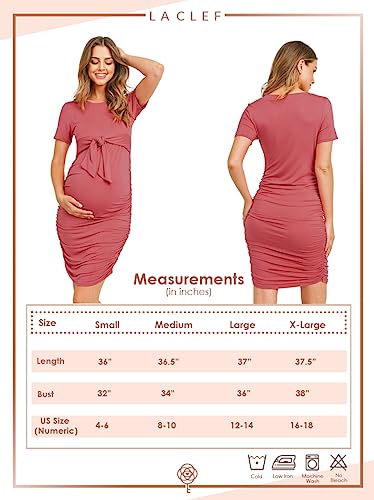 Laclef Womens Knee-Length Maternity Short Sleeve Bodycon Dress With Tie Front thumb #8