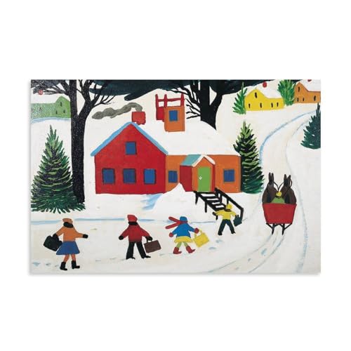 Affiche scène d'hiver Maud Lewis 40x60cm pour décoration murale