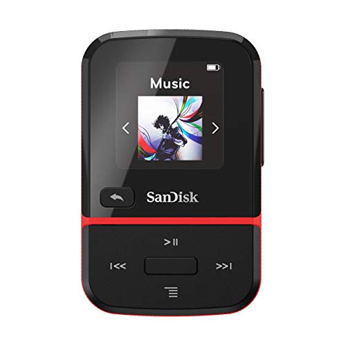 SanDisk 16GB Clip Sport Go MP3 Player, Red - LED Screen and FM Radio - SDMX30-016G-G46R