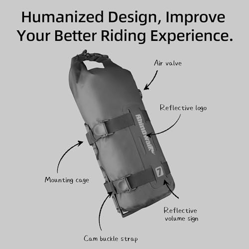 Rhinowalk Fahrrad Vordergabeltasche, wasserdichte Fahrrad Gepäckträgertasche, 7L Fahrradtasche, Gabeltasche, für E-Scooter, Mountainbike, Rennrad, Zubehör-Schwarz
