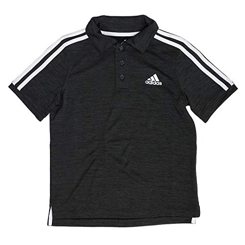 adidas Boys Golf Polo Shirt (Space Dye Black, Medium 10/12)