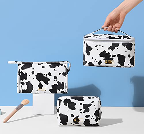 Ranvi Makeup Bag Waterproof Cosmetic Bag Cow Animal Makeup Bag Gifts for Girl Women Bag zipper Portable Makeup Case Cute Toiletry Bags Travel Cosmetic Bag - Image 2