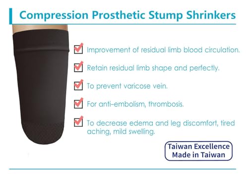 JianiMed Prosthetic Stump Shrinkers – Above Knee, 35cm, Compression, Amputee Socks, 20-30, Daily use, Taiwan Excellence 5XL
