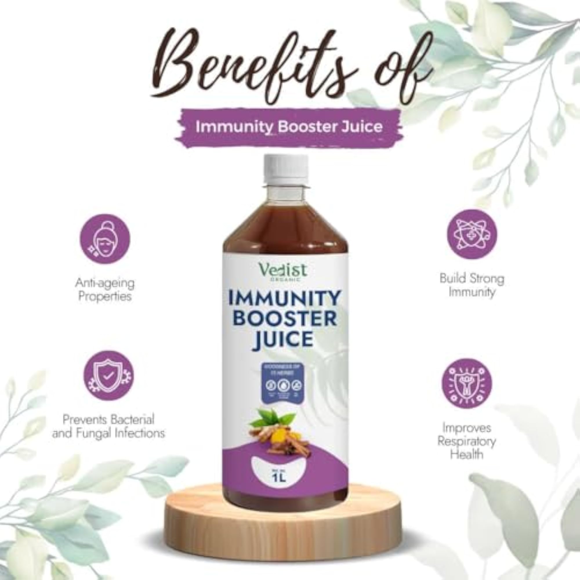 Organic Immunity Booster Juice - 1 Litre Natural Immune Support