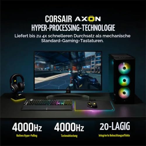 Corsair K100 RGB Optical-Mechanical Gaming Keyboard (Corsair OPX Optical Keyswitches: Hyper-Fast & Linear, Per-Key Backlighting… – Ansicht 6