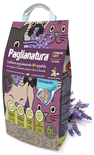 Arena para gatos Paglianatura Lavanda 2,4 kg/6 l – Aglomerante, natural, perfumada, control de olores prolongado