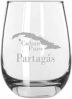 Vista 14 de Cuaba - Vaso de vino sin tallo grabado con temática de cigarro cubano de 15.25 onzas