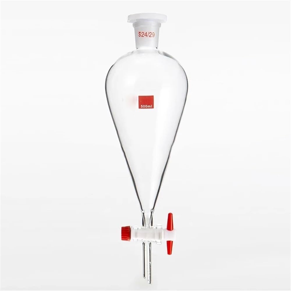 Cristalería de Laboratorio Embudo de separación de vidrio en forma de pera con boca estándar de 250 ml, 500 ml y 1000 ml for experimentos.(1000ml (PTFE piston))