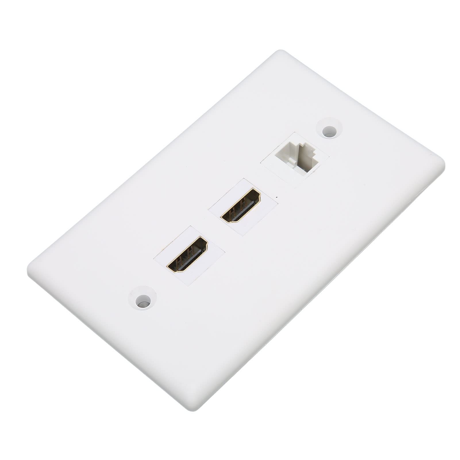Goshyda Piastra da Parete Ethernet HDMI, Jack Keystone RJ45 Cat6 e 2 Jack Keystone Multimediali HD 4K, Piastra da Parete Ethernet Senza Saldatura per Proiettore HDTV