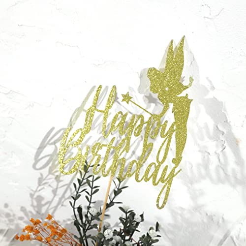 Tinker Bell Cake Topper - Tinker Happy Birthday Cake Topper,Tinker Bell 1St Birthday Party Decorations,Fairy Tinkerbell Disney Princess Cake Topper,Tinker Bell Party Favor #TOP5